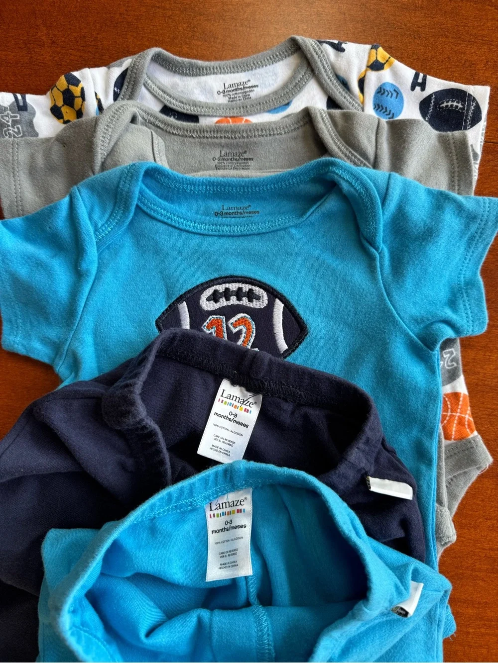 Lamaze Baby Boy 0-3M 5 Piece Sports Bodysuit & Pants Outfit Set Football